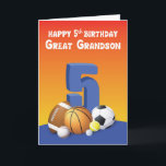 Underbar Grandson 5th Birthday Sports Bollar Kort<br><div class="desc">Dunk perfektens födelsedag hälsning för din underbara morson i basketboll med det här kortet som har ett sortiment av bollar på framsidan. Än viktigare är att basketbollen boll är högerna i centrum av dem. Det här kortet kommer säkert att vara hans dag.</div>