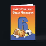 Underbar Grandson 6e Birthday Sports Bollar Kort<br><div class="desc">Gör en roligt hälsning till din underbara barnson. Överraska honom med det här kortet på hans 6e födelsedag. Sex idrottsmän i bollar på framsidan representerar varje år av sin ålder.</div>