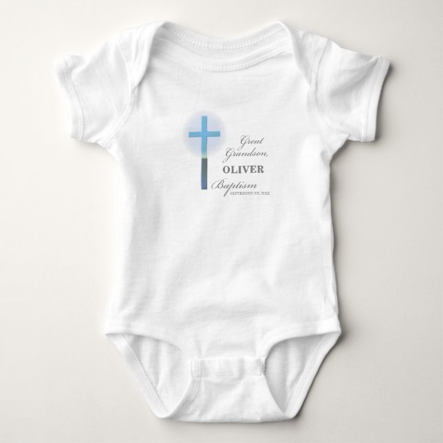 Underbar Grandson Baptism Blue Snöre Personlig T Shirt (Framsida)