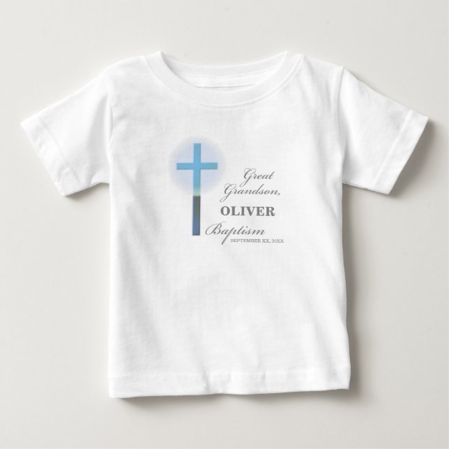 Underbar Grandson Baptism Blue Snöre Personlig T Shirt (Framsida)