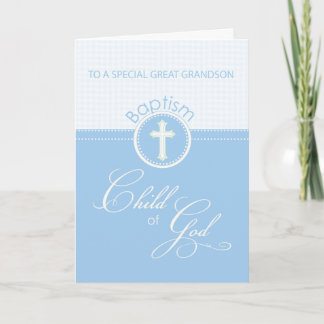 Underbar Grandson Baptism Grattiss Blue Child Kort