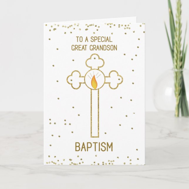 Underbar Grandson Baptism Guld Kor Kort (Framsida)