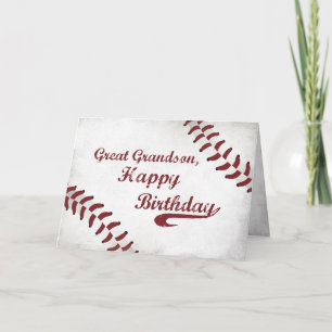 Underbar Grandson Birthday Large Grunge Baseball, Kort