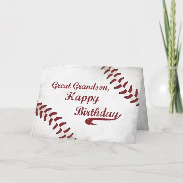 Underbar Grandson Birthday Large Grunge Baseball,  Kort (Framsida)