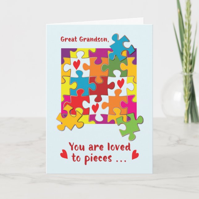 Underbar Grandson Birthday Puzzle Kärlek till Dela Kort (Framsida)