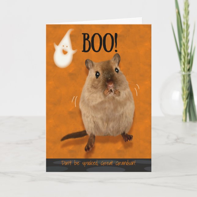 Underbar Grandson Boo Humous Halloween Gerbil Kort (Framsida)