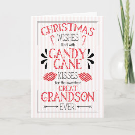 Underbar Grandson Candy cane Kisses jul Önskemål Helgkort