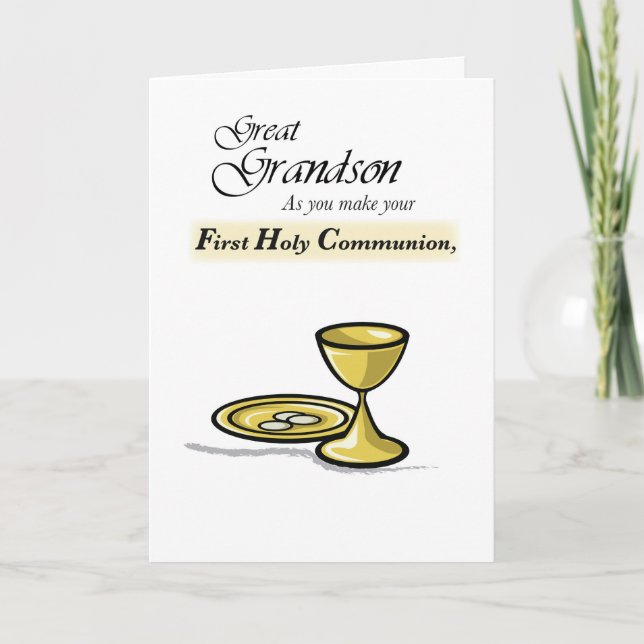 Underbar Grandson First Communion Guld Chalice, Pa Kort (Framsida)