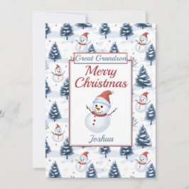 Underbar Grandson God jul Snögubbe Flat Julkort