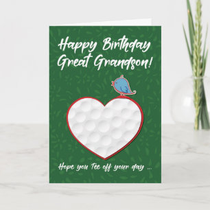 Underbar Grandson Golf Sports Heart Birthday Kort