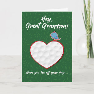 Underbar Grandson Golf Sports Heart Valentine Pret Kort