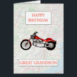 Underbar Grandson Karta och Motorcycle Birthday Hälsningskort<br><div class="desc">Grattis på födelsedagen till motorcykelentusiaster. En röd cykel med karta i bakgrunden. Ett underbart kort för en underbar barnson som kärlek cyklar och rider. - Base karta och data från OpenStreetMap och OpenStreetMap Foundation © OpenStreetMap</div>
