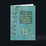 Underbar Grandson Religiösa 12:e Birthday Hand plo Kort<br><div class="desc">Skicka ett hjärtligt budskap på din underbara barnsons 12:e-födelsedag genom att skicka detta kort. Detta kort säger honom att han är en välsignelse och att han är mycket älskad. Han måste väl smälta sitt hjärta.</div>