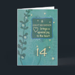 Underbar Grandson-Religiösa 14:e födelsedagen Hand Kort<br><div class="desc">En fjortondagarsdag kommer snart att firas. När den här dagen kommer är redot att skicka det här kortet till din älskade underbara barnson för att hälsa honom en mycket 14-årsdag i lycklig.</div>