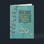 Underbar Grandson-Religiösa 20:e födelsedagen Hand Kort<br><div class="desc">När du ser fram emot din underbara barnsons 20-årsdag bör du få det här kortet nu och vara redo till ge när hans speciella dag kommer. Det innerliga budskapet på den här kommer definitivt att göra hans dag.</div>
