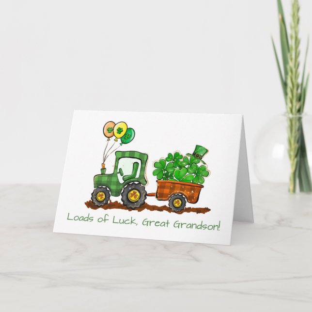 Underbar Grandson St patricks day Tractor Loads Tu Kort (Framsida)