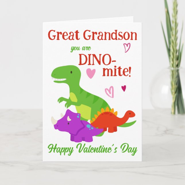 Underbar Grandson Valentine Day Dino-mite Helgkort (Framsida)