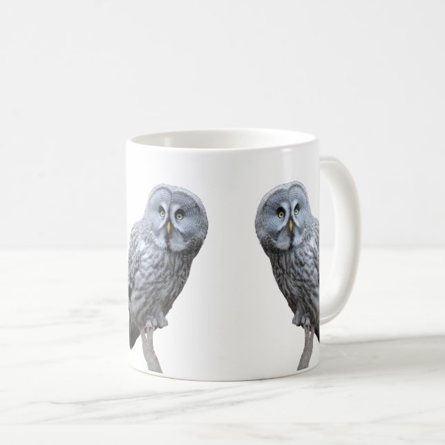 Underbar Grått Uggla Kaffemugg (Framsida höger)