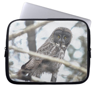 Underbar Grått Uggla med Mouse Wildlife Art Laptop Sleeve