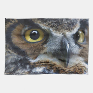 Underbar Grått Uggla Ögon Wildlife Tea-Towel Kökshandduk