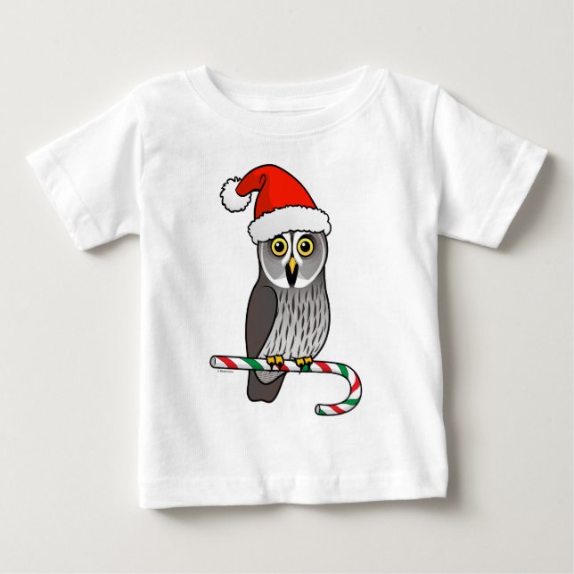 Underbar Grått Uggla Santa Tee Shirt (Framsida)