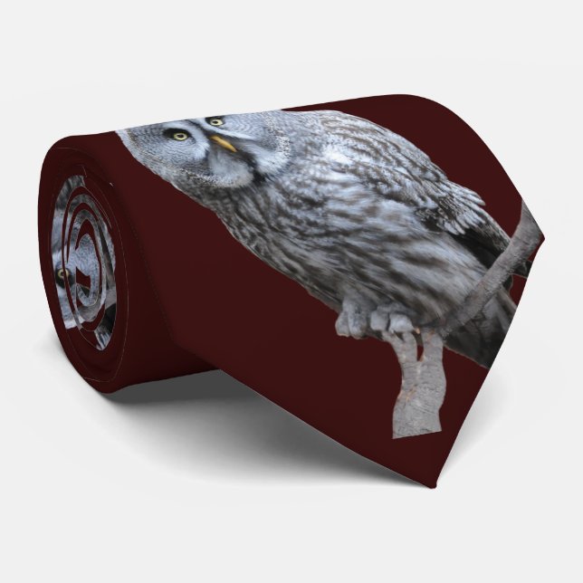 Underbar Grått Uggla Slips (Rullad)