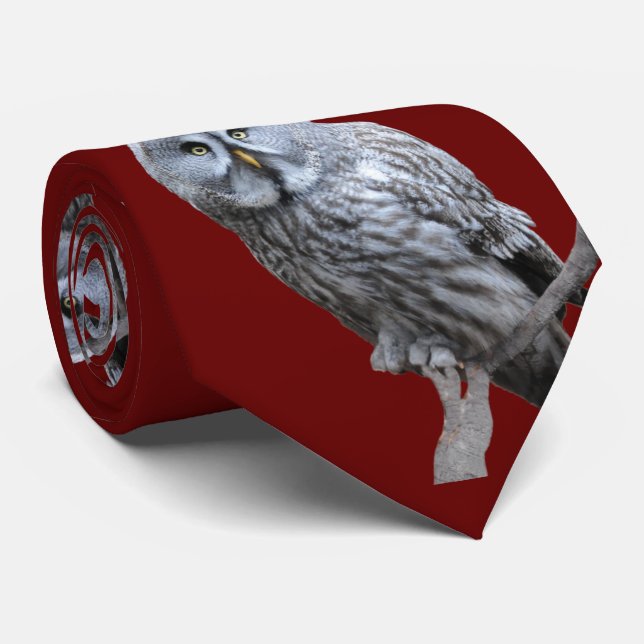 Underbar Grått Uggla Slips (Rullad)
