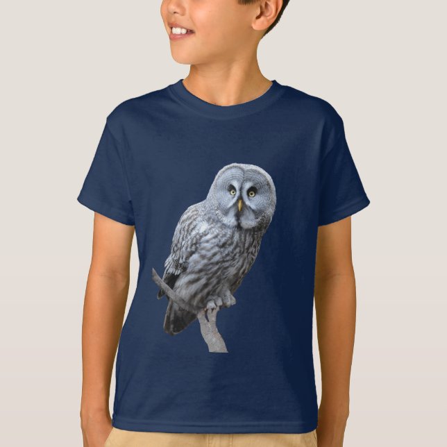 Underbar Grått Uggla T Shirt (Framsida)