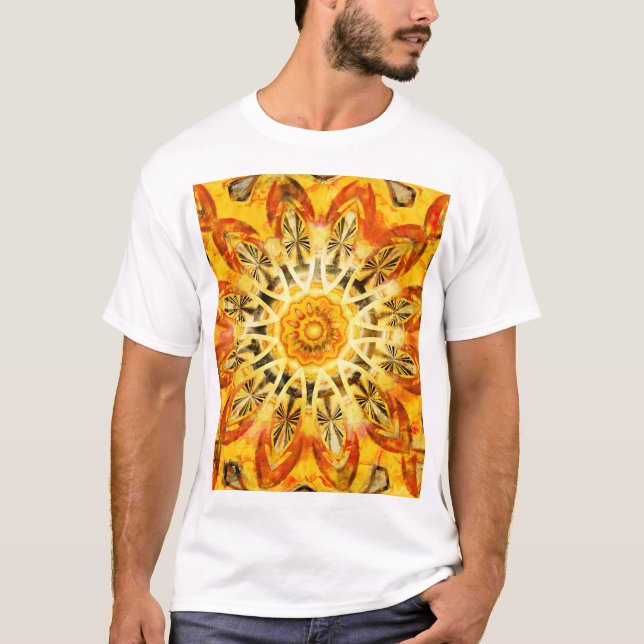 underbar Gult Sunshine Mandala T Shirt (Framsida)
