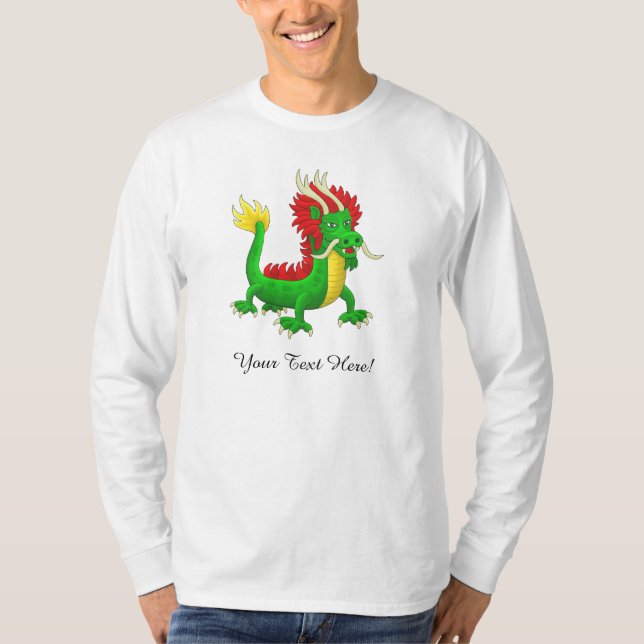 Underbar handritad kinesisk drake t shirt (Framsida)