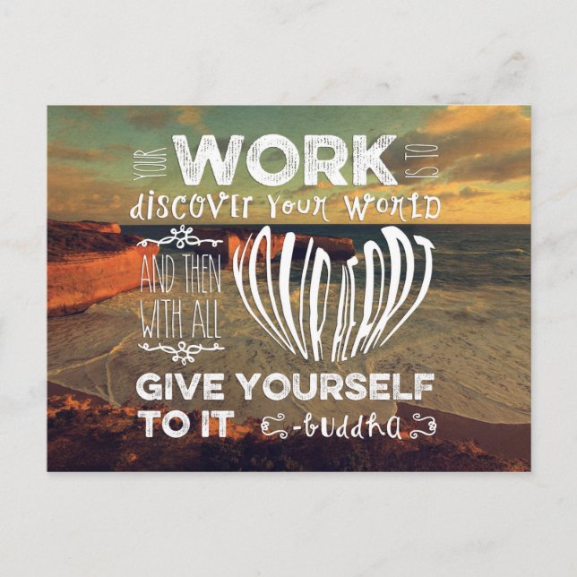 Underbar havsväg Ditt arbete upptäcker World Heart Vykort (Framsida)