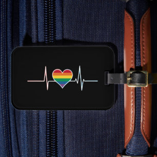 Underbar HBTQ Gay Pride Hjärtbeat Lesbisk Gays Kär Bagagebricka