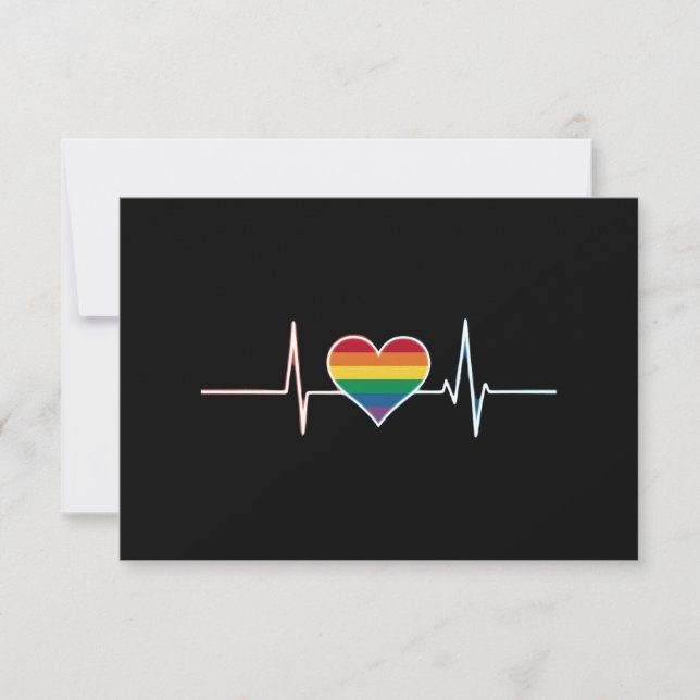 Underbar HBTQ Gay Pride Hjärtbeat Lesbisk Gays Kär Tack Kort (Framsida)