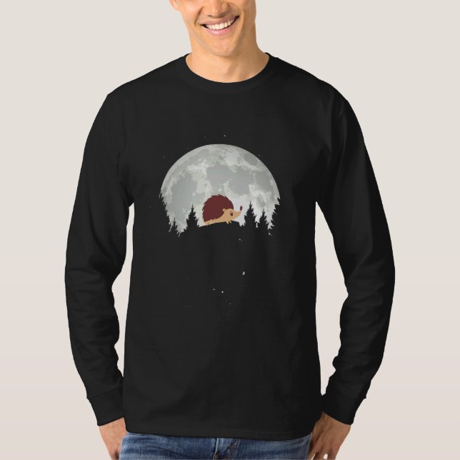 Underbar hedgehog vid fullmånsutformning t shirt (Framsida)