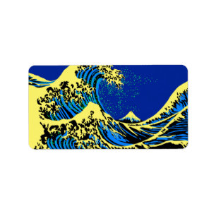 Underbar Hokusai-våg i poppArt Stil Decor Adressetikett