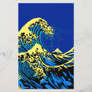 Underbar Hokusai-våg i poppArt Stil Decor Brevpapper
