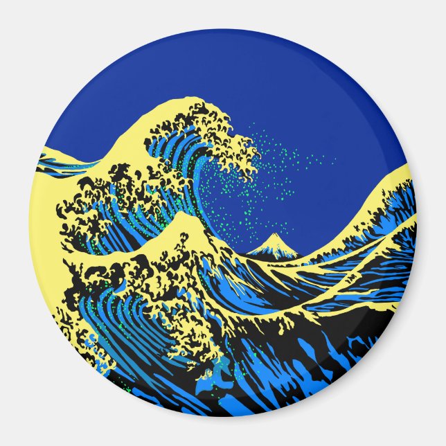 Underbar Hokusai-våg i poppArt Stil Decor Magnet (Framsidan)