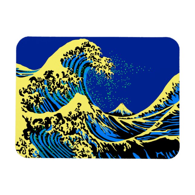 Underbar Hokusai-våg i poppArt Stil Decor Magnet (Horisontell)