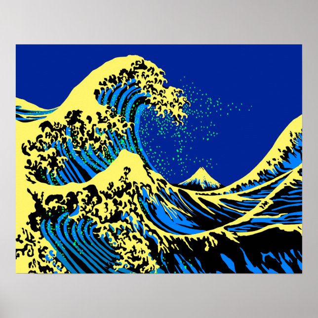 Underbar Hokusai-våg i poppArt Stil Decor Poster (Framsidan)