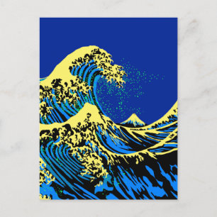 Underbar Hokusai-våg i poppArt Stil Decor Vykort