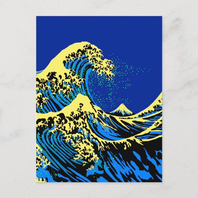 Underbar Hokusai-våg i poppArt Stil Decor Vykort (Framsida)