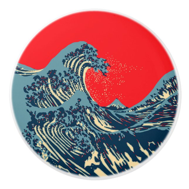 Underbar Hokusai Wave Pop Decor Knopp (Framsidan)