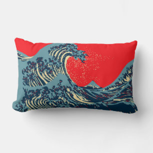 Underbar Hokusai Wave Pop Decor Lumbarkudde