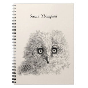 Underbar Horned Owlet Teckning Anteckningsbok