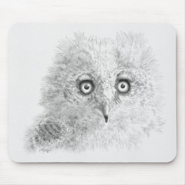 Underbar Horned Owlet Teckning Musmatta (Framsidan)