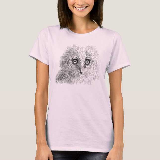 Underbar Horned Owlet Teckning Tee Shirt (Framsida)