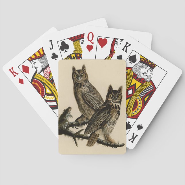 Underbar Horned Uggla (av John James Audubon) Casinokort (Baksidan)