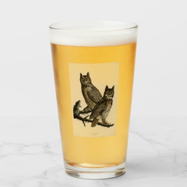 Underbar Horned Uggla (av John James Audubon) Glaskopp (Framsida fylld)