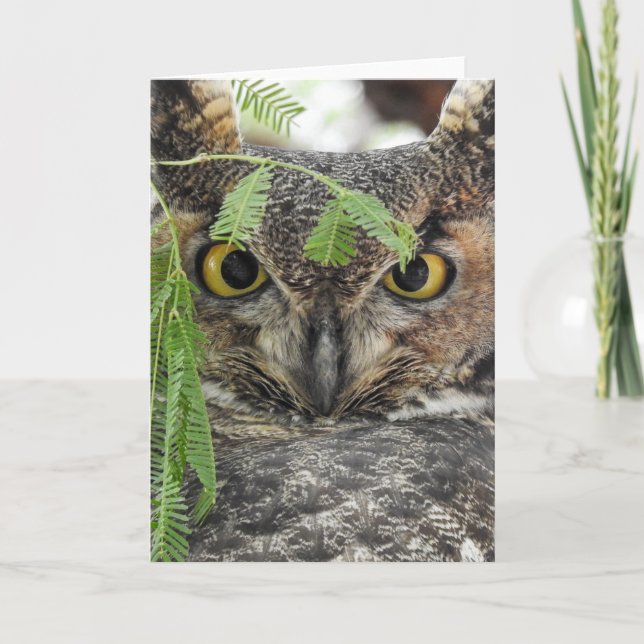 Underbar Horned Uggla Notecard Kort (Framsida)