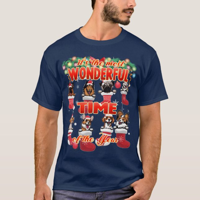 Underbar Hundar-Firande-familjejul T Shirt (Framsida)